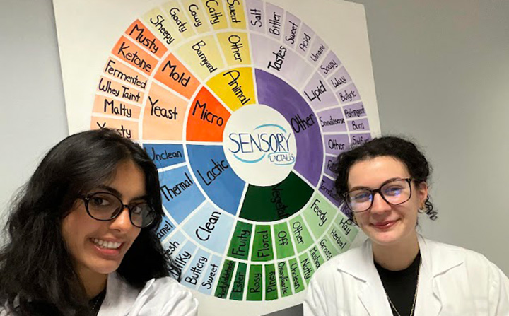 Two students at their internship.