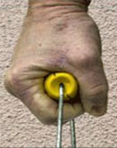 Holding bucket by handle