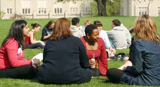 Eating lunch on the lawn