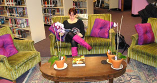 A Volunteer Reading in the Library