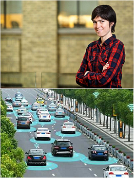Images of Dr. Raquel Urtasun and autonomous vechiles