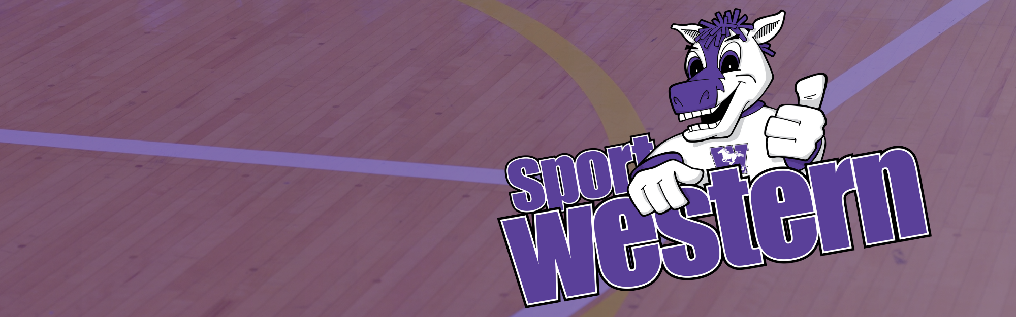 Sport western logo against a purple background.m