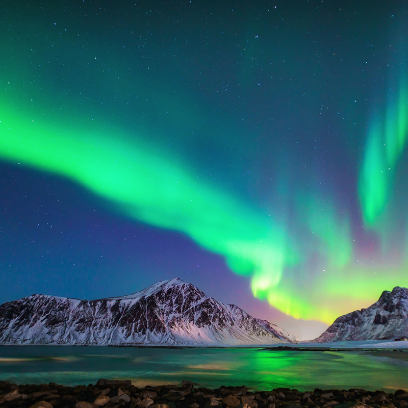 Aurora borealis in an arctic night