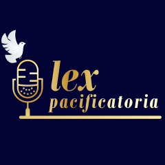 lex pacificatoria logo:  text with image of microphone and dove