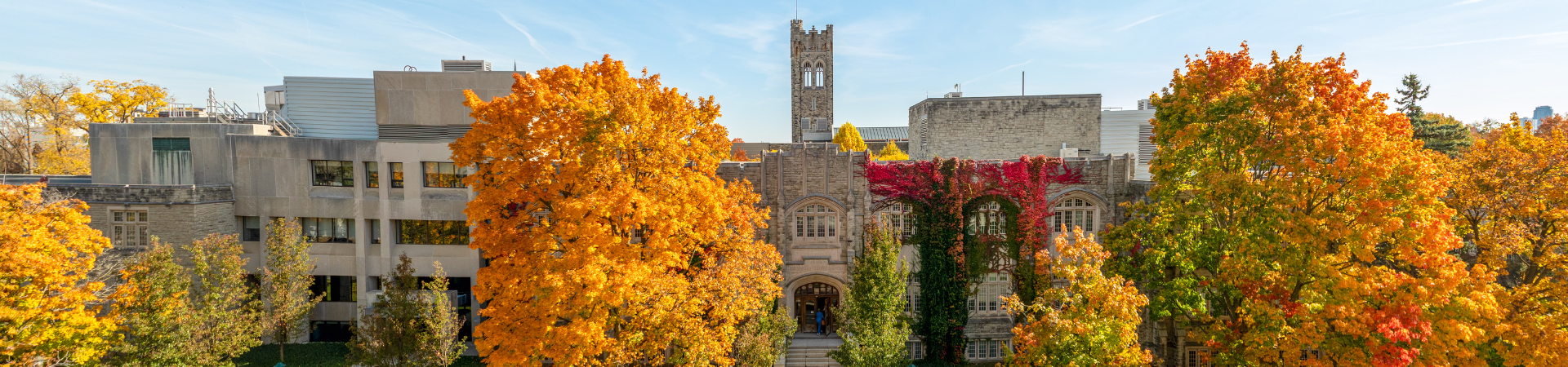 Aerial photograph of Lawson and Stevenson Hall buildings