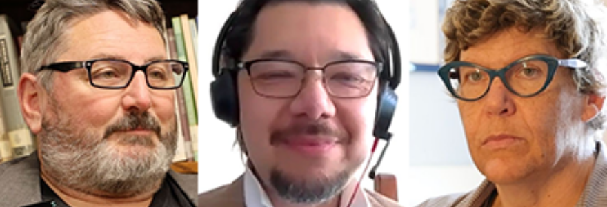 Professors Kim Solga and Christopher Lee (English & Writing Studies), and Benjamin Hill (Philosophy)