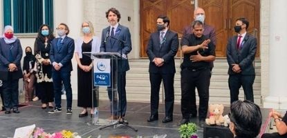 PM Trudeau and others at vigil