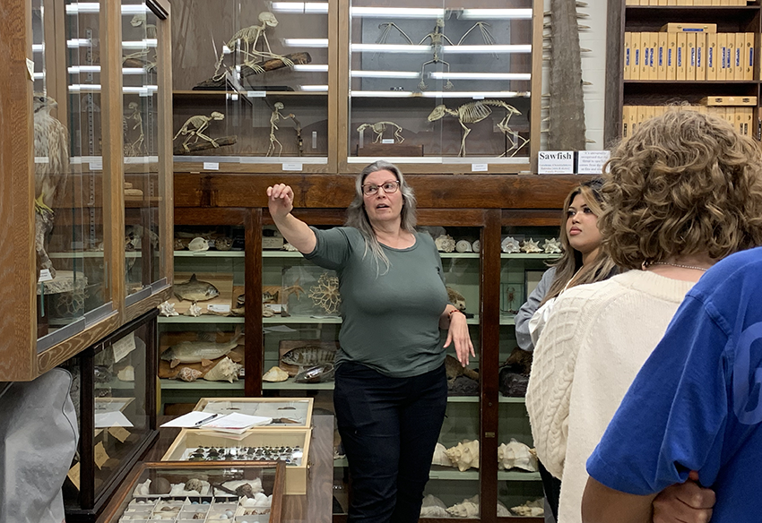Students visit a zoological collection