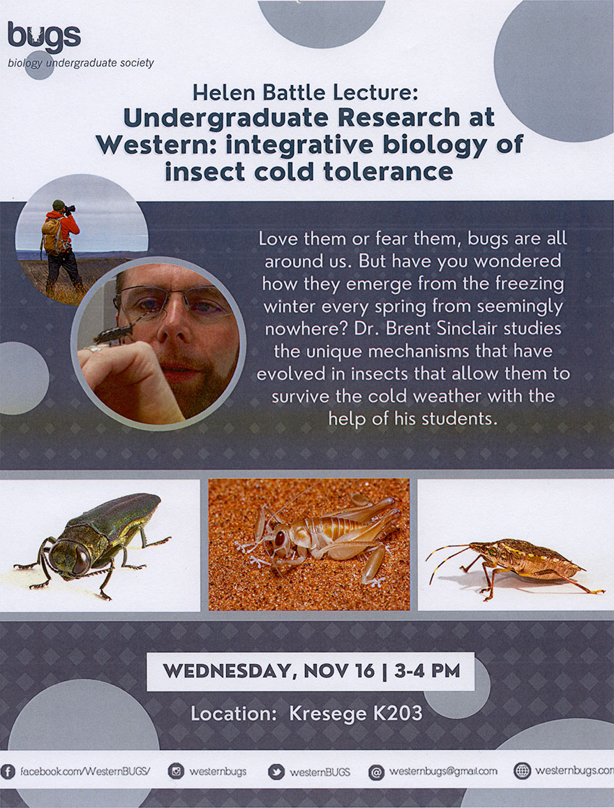 Helen Battle Lecture November 16 featuring Dr. Brent Sinclair