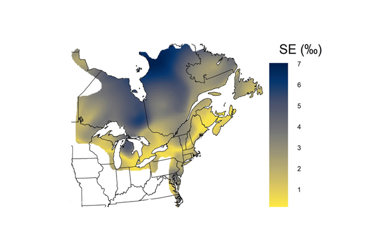 Map of north east Unisted states with isotopic analysis overlay