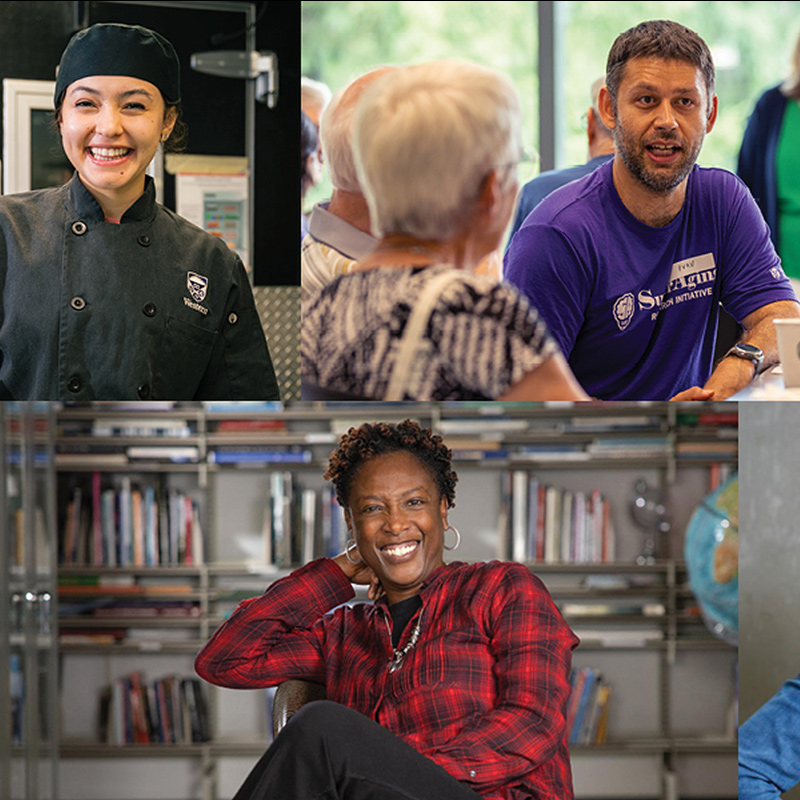 A collage of images of faculty and staff.