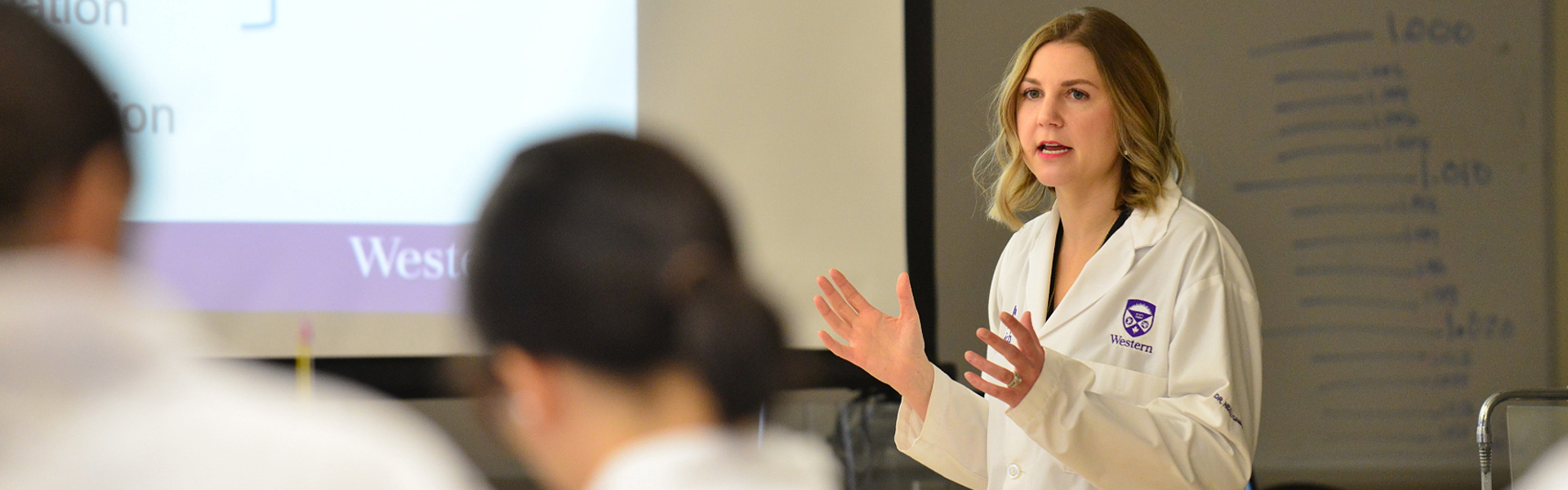 Professor Nicole Campbell teaches a class in the Schulich School of Medicine and Dentistry.