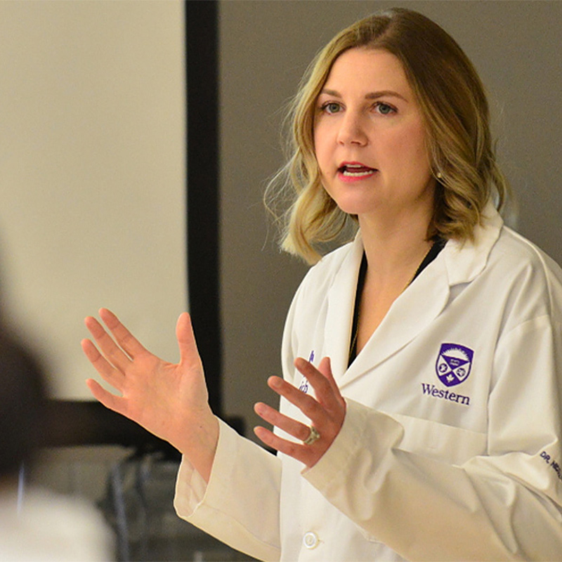 Professor Nicole Campbell teaches a class in the Schulich School of Medicine and Dentistry.
