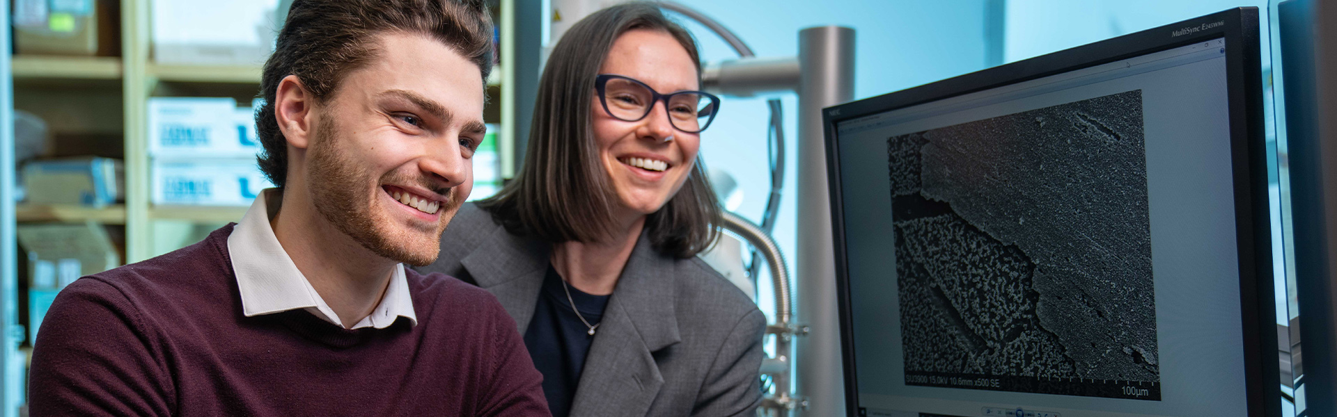 Western researcher works with a graduate student.