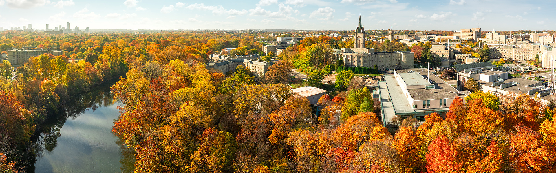 Aerial view of campus with Middlesex College in the background.