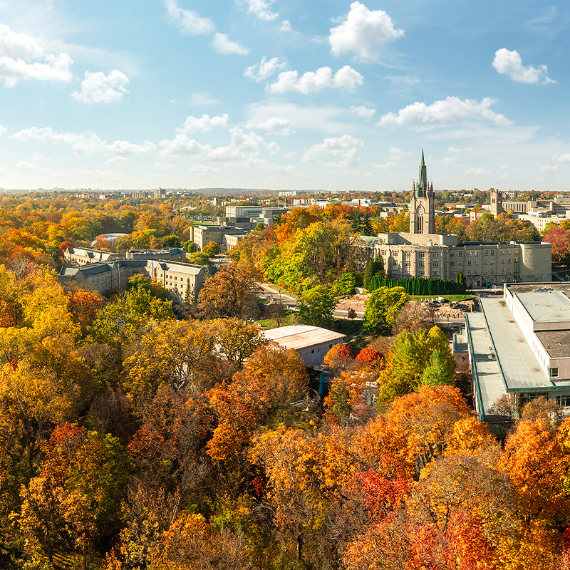 Aerial view of campus with Middlesex College in the background.