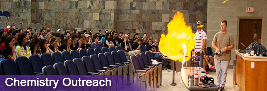 Reaction producing fire in outreach activity in lecture hall