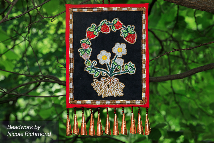 Hanging strawberry beadwork by Nicole Richmond
