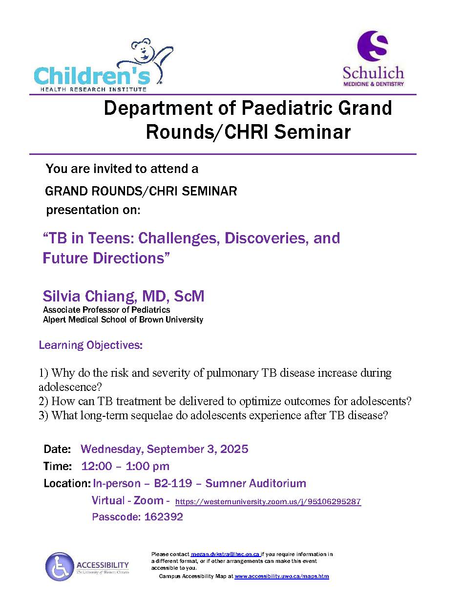 We have Dr. Silvia Chiang presenting "TB in Teens: Challenges, Discoveries, and Future Directions."