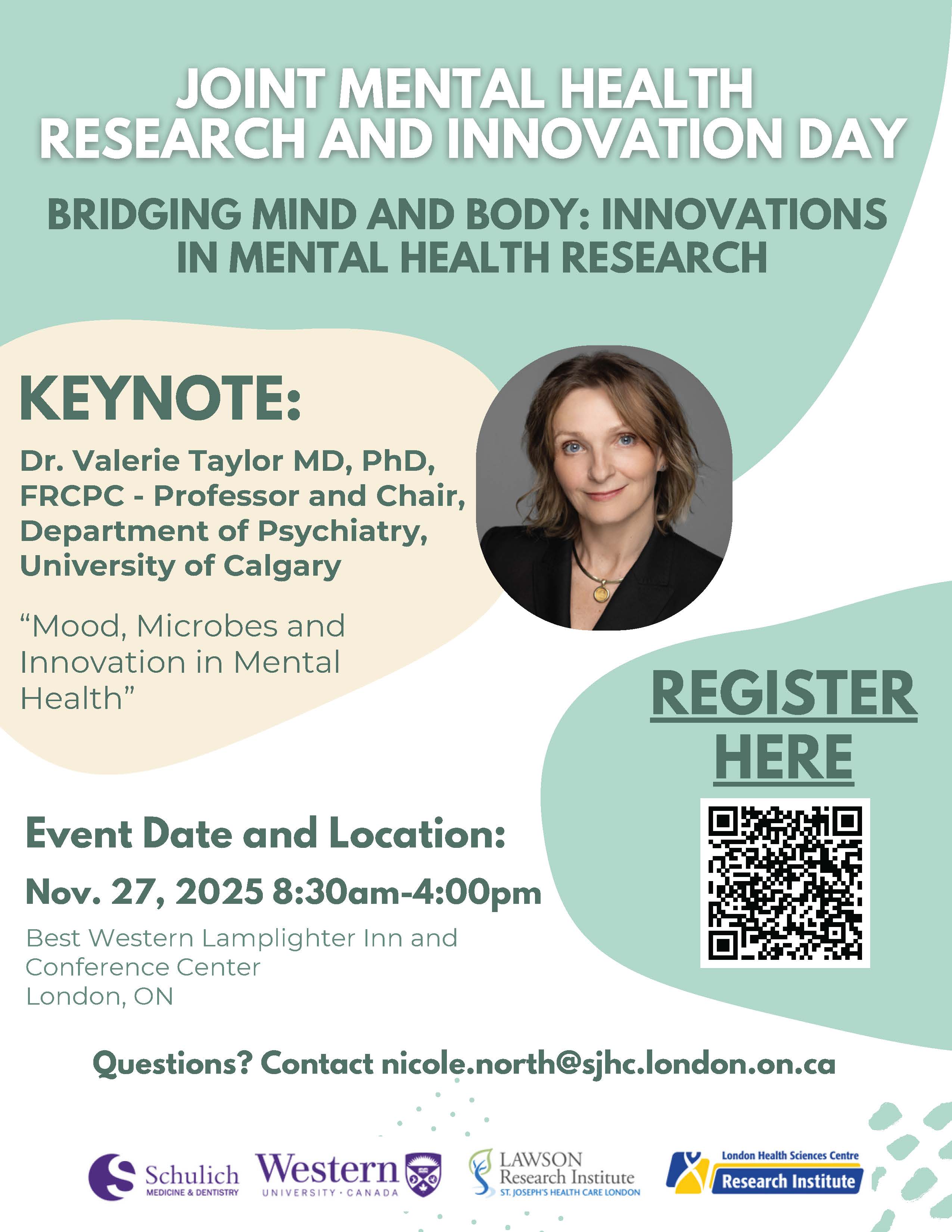 this year’s Joint Mental Health Research and Innovation Day will be held on Thursday, November 27, 2025, at the Best Western Lamplighter Inn & Convention Centre
