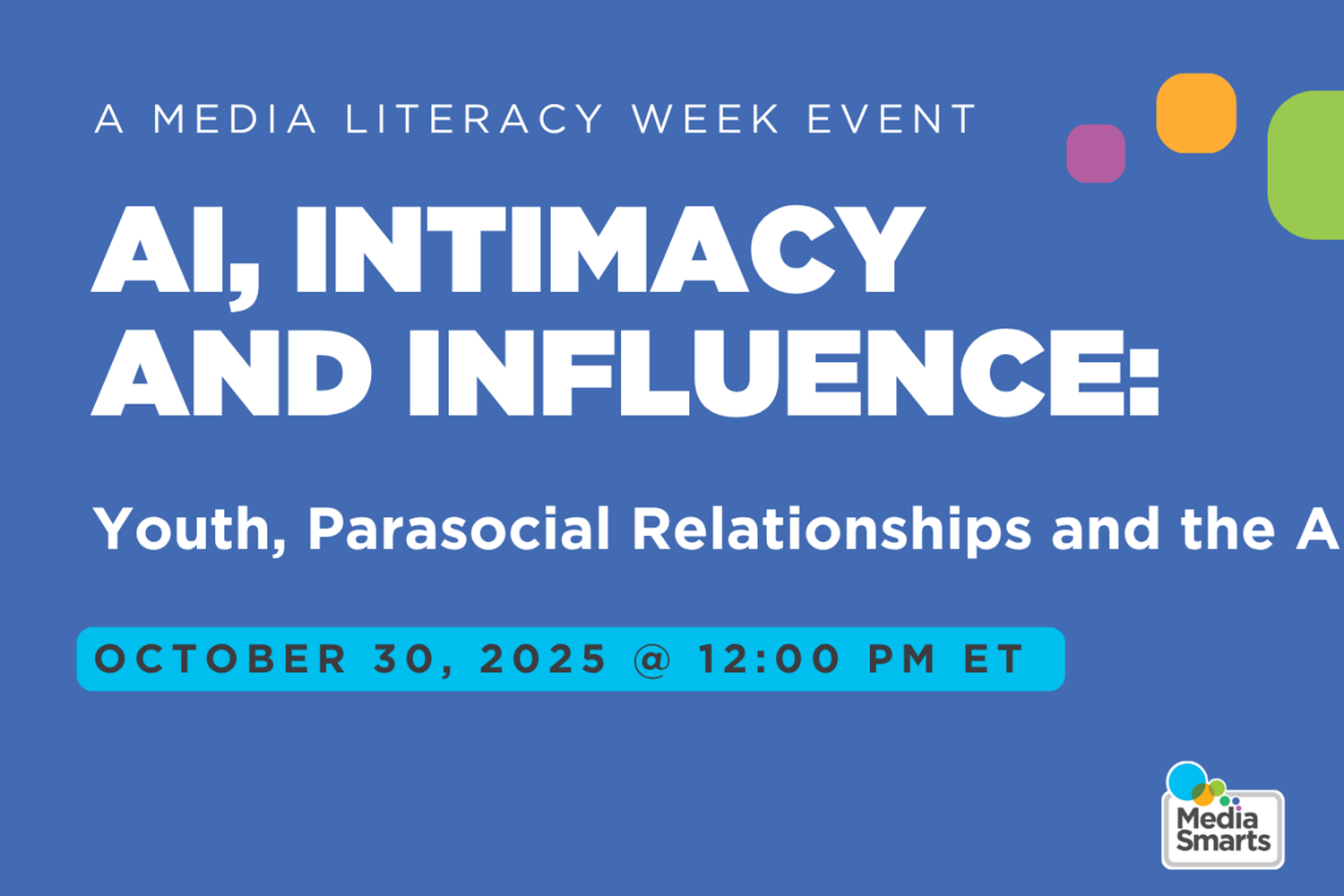 Blue background with the text AI, Intimacy and Influence