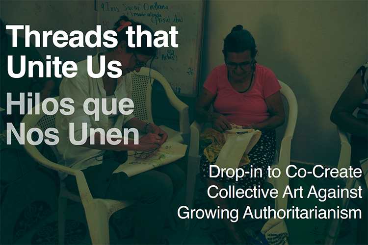 Two women embroidering in El Salvador