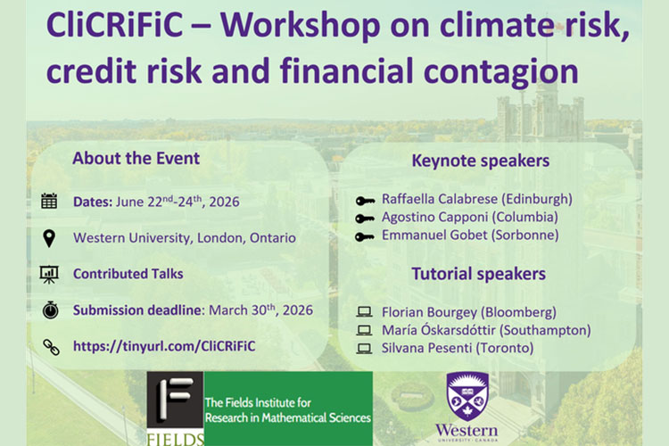 Poster about the CliCRiFiC workshop on climate reisk, credit risk and financial contagion