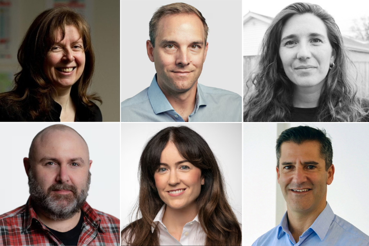 Headshots of Angela Murphy, Nathan VanderKlippe, Austyn Gafney, Patrick Dell, Janice Dickson and Jeremy Copeland