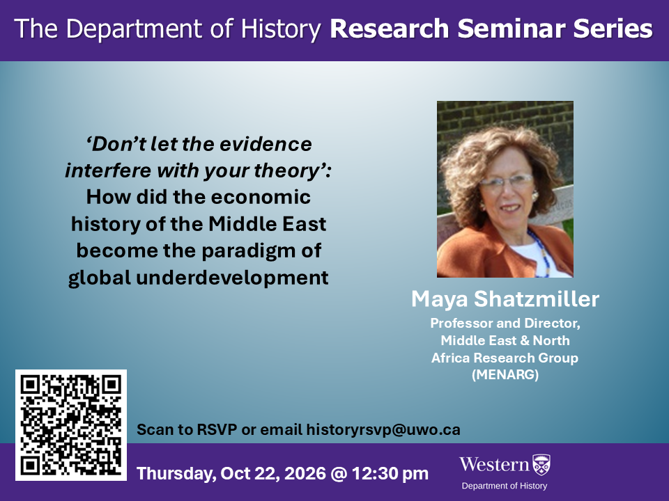 Research Seminar Series - poster of Maya Shatzmiller