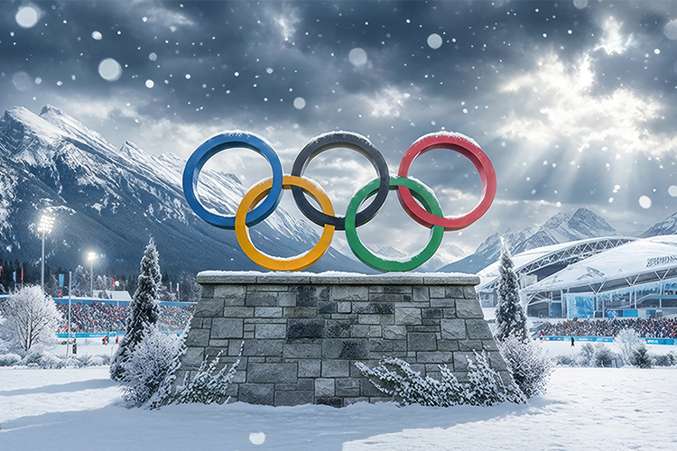 Olympic rings in winter
