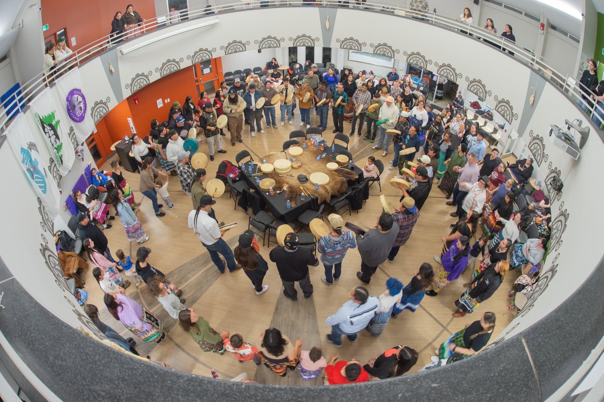 Photo of round dance taken from the mezzanine above
