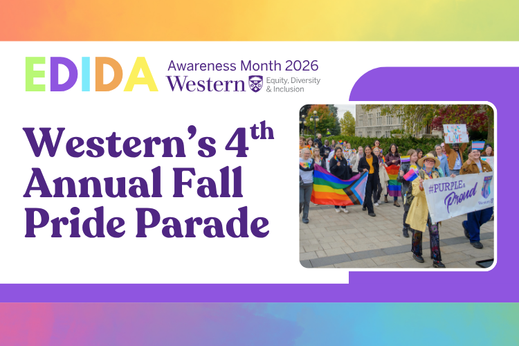 A rainbow background with the text: Western's 4th Annual Fall Pride Parade