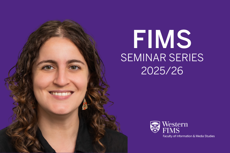 Headshot of Giada Ferrucci on top of Western purple with the words FIMS Seminar Series