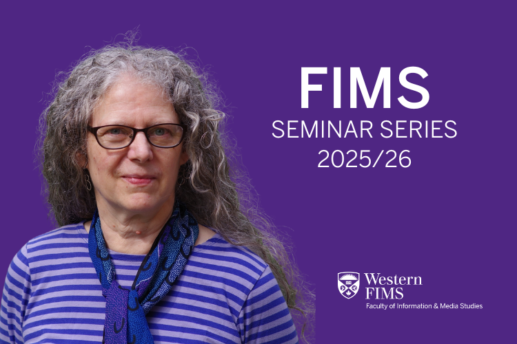 Headshot of Pam McKenzie on top of a Western purple rectangle with the words Seminar Series