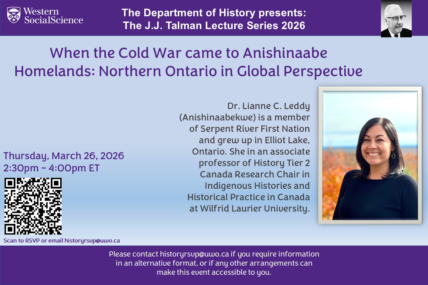 Talman Lecture 2026 poster - Dr. Lianne C. Leddy