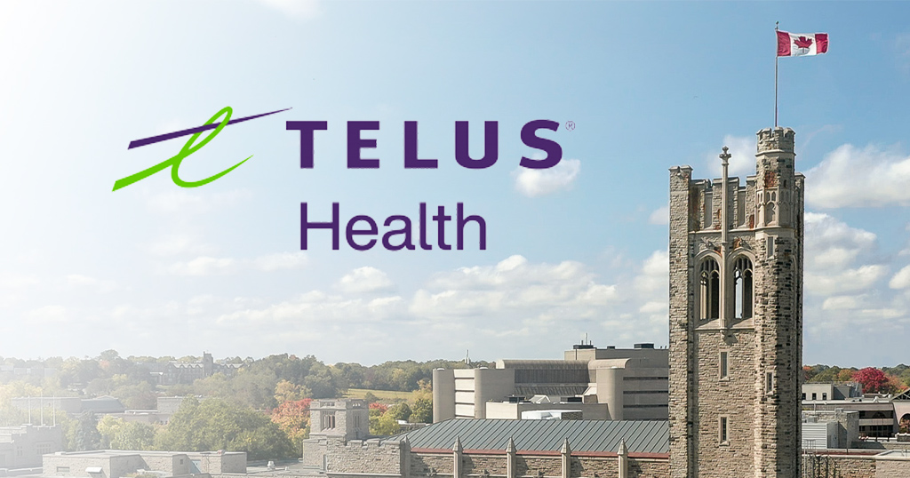 Telus Health logo and photo of Western campus