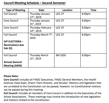 meetings schedule fhs students council western university schedule meetings