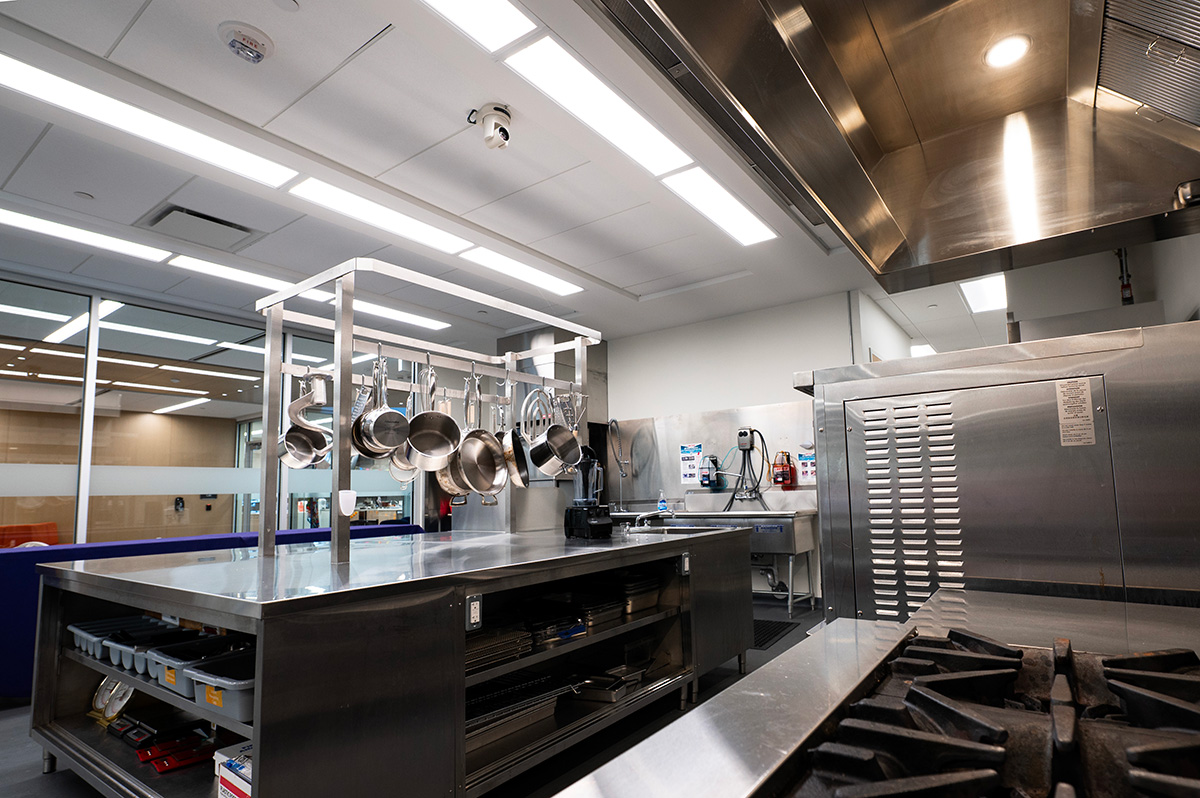 View of the commercial hood range.