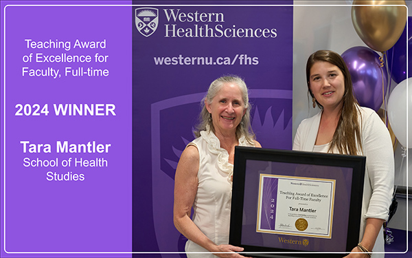 Tara Mantler receives her award from Jayne Garland, Dean