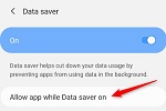 Android select Allow App while Data Saver On