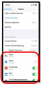iPhone Select Apps allowed ot use cellular data