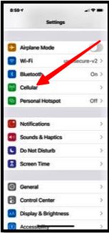 Tap Cellular onthe iPhone