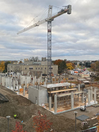 Overhead shot of the construction site