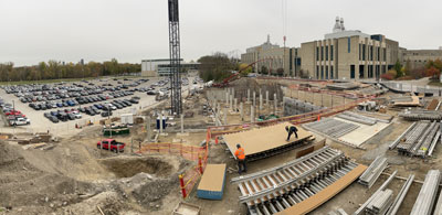 Construction site facing east from Alumni Hall.