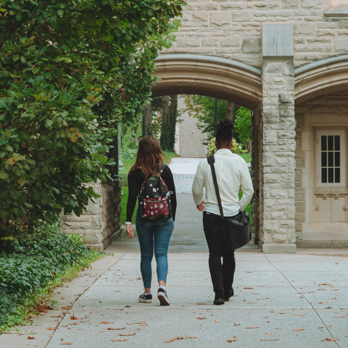 Students walking on campus