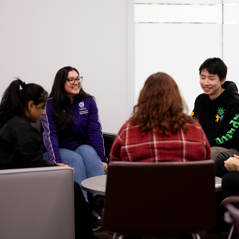 Several students sitting in a group.