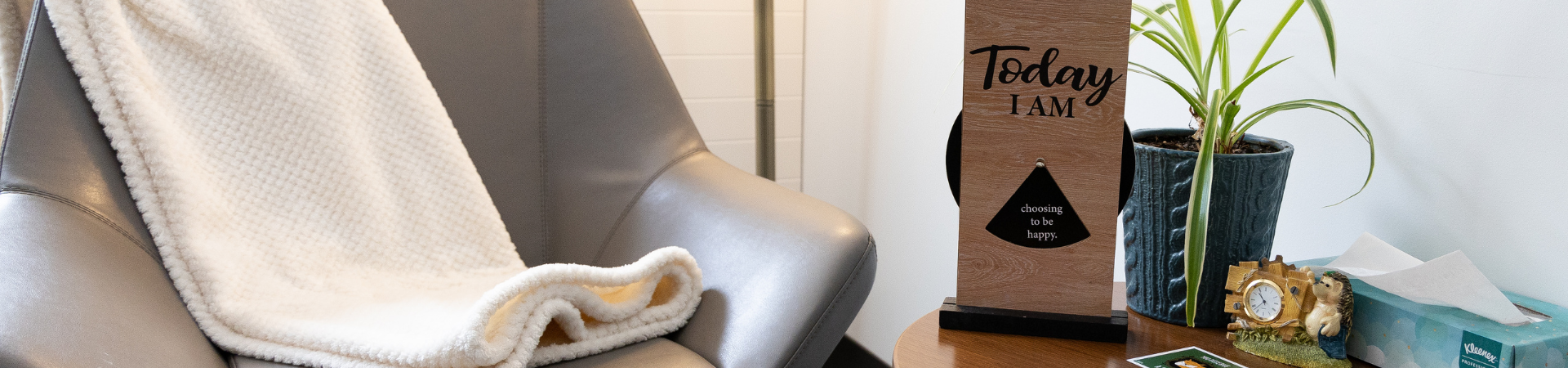 A student and a mental health counsellor sit in an office.