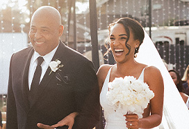 Newlyweds walking