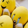 happy face balls, one tear face ball
