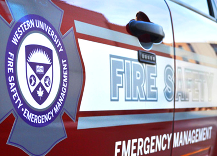 A shot of the side of an emergency vehicle at Western University